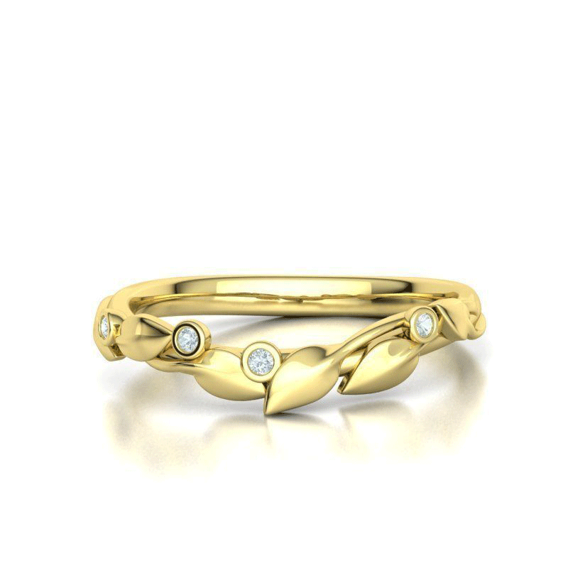 Olive Leaf Natural Diamond Stackable Wedding Band (0.04ctw)