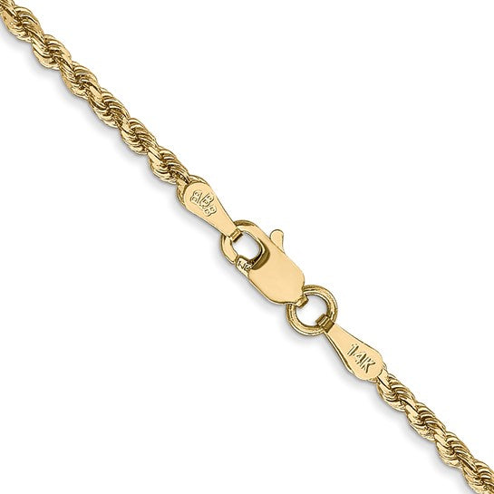 2mm Solid Diamond-Cut Rope Chain Necklace