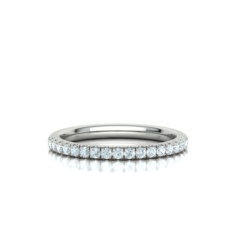 French Pavé Half-Eternity Natural Diamond Stackable Wedding Band (0.24ctw)