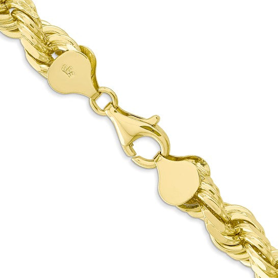 8mm Solid Diamond-Cut Rope Chain Necklace