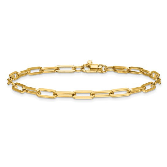 3.5mm Solid Gold Paperclip Link Bracelet