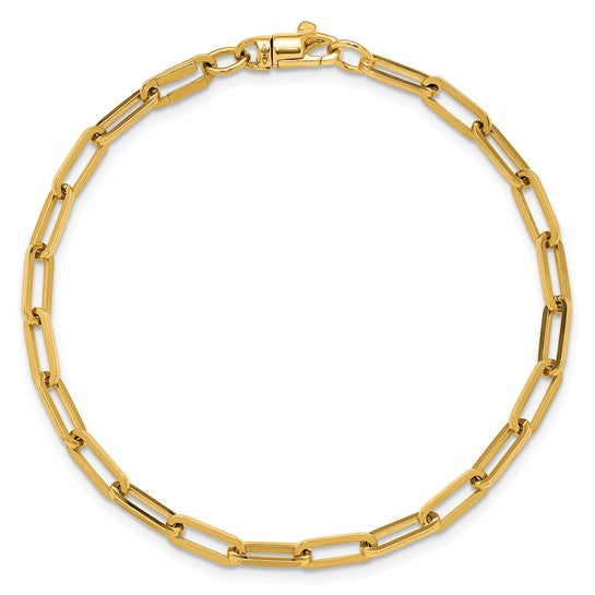 3.5mm Solid Gold Paperclip Link Bracelet