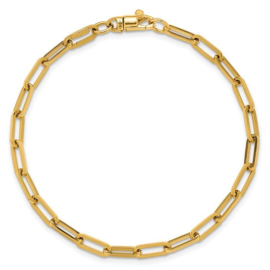 3.5mm Solid Gold Paperclip Chain Bracelet