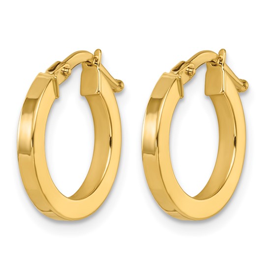14.5mm Square Tube Round Hoop Earrings - 14K Yellow Gold