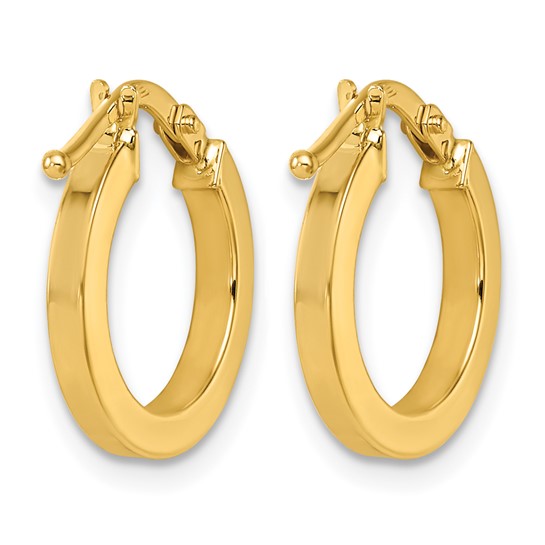 14.5mm Square Tube Round Hoop Earrings - 14K Yellow Gold