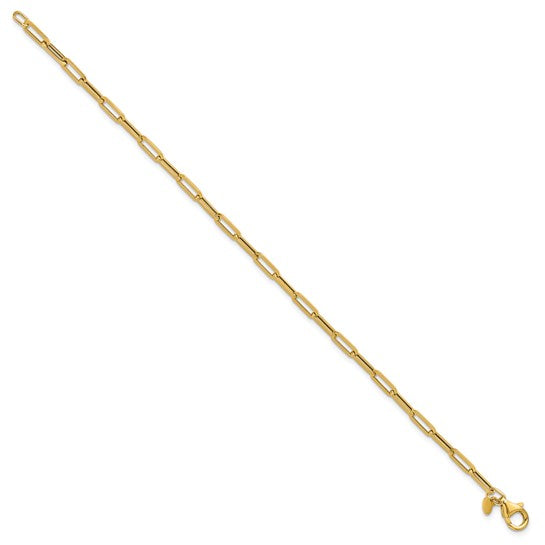 4mm Hollow Gold Paperclip Link Bracelet