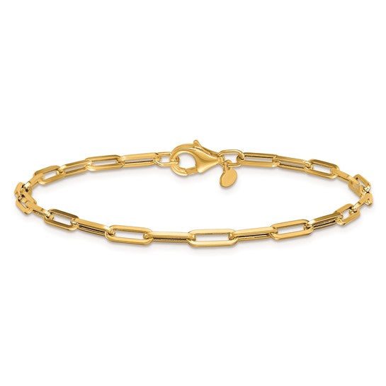 4mm Hollow Gold Paperclip Link Bracelet