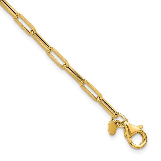 4mm Hollow Gold Paperclip Link Bracelet
