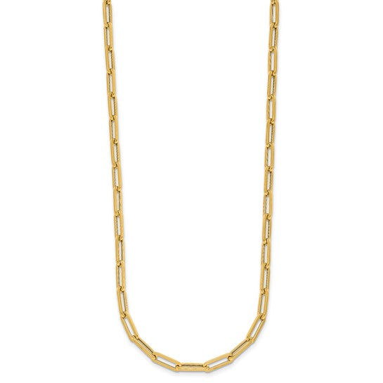 4mm Hollow Flat Paperclip Link Chain Necklace