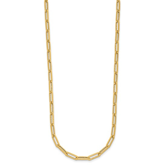 4mm Hollow Flat Paperclip Chain Necklace