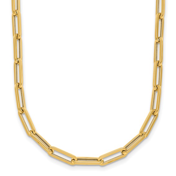 4mm Hollow Flat Paperclip Link Chain Necklace