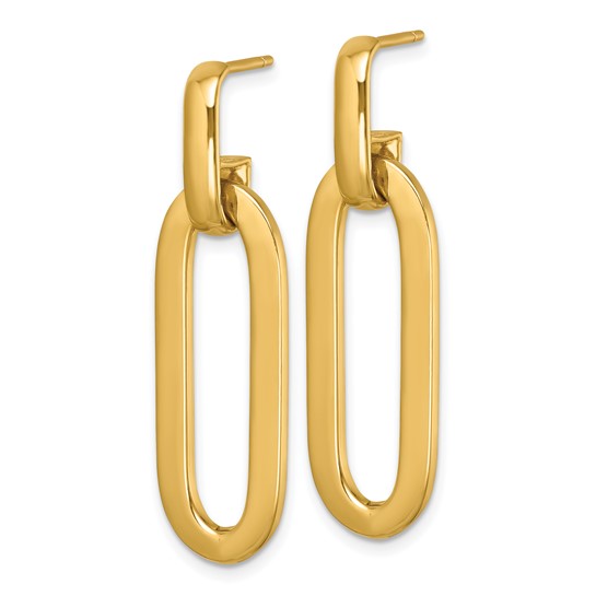 Paperclip Link Semi-Solid Gold Dangle Earrings - 32mm