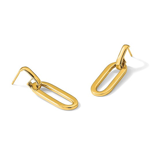 Paperclip Link Semi-Solid Gold Dangle Earrings - 32mm