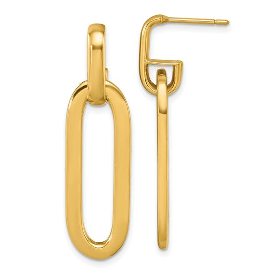 Paperclip Link Semi-Solid Gold Dangle Earrings - 32mm