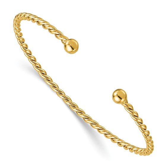 2.7mm Twisted Cuff Bangle Bracelet