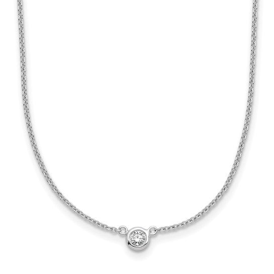 Round Brilliant Bezel Set Natural Diamond Solitaire Necklace (1/10ct)