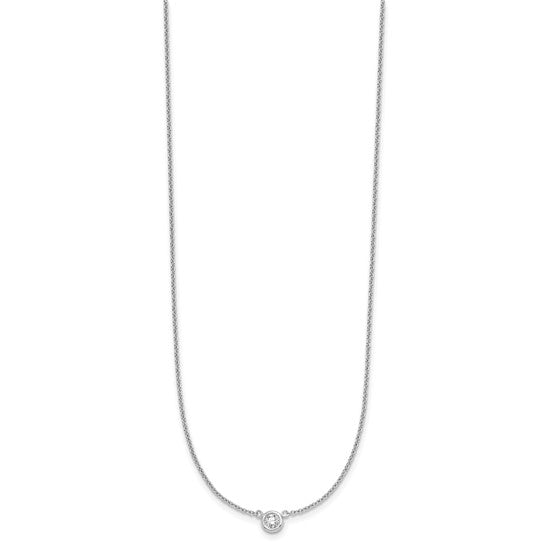Round Brilliant Bezel Set Natural Diamond Solitaire Necklace (1/6ct)