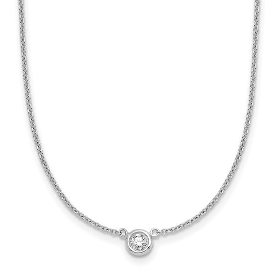 Round Brilliant Bezel Set Natural Diamond Solitaire Necklace (1/6ct)