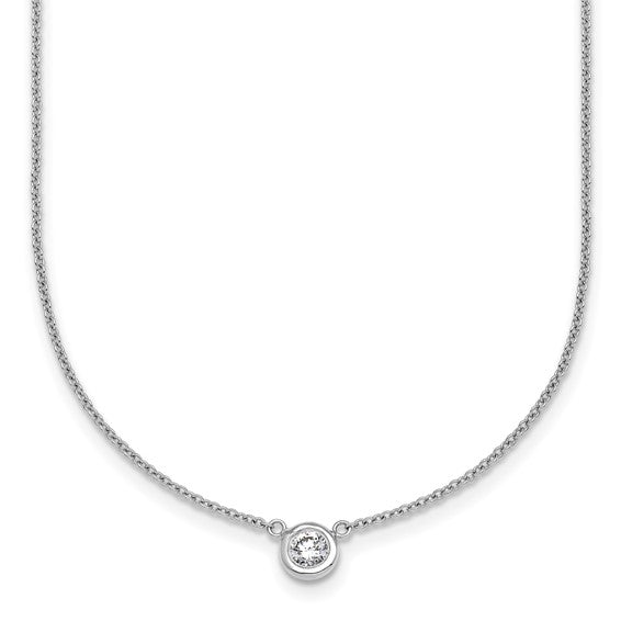 Round Brilliant Bezel Set Natural Diamond Solitaire Necklace (1/5ct)