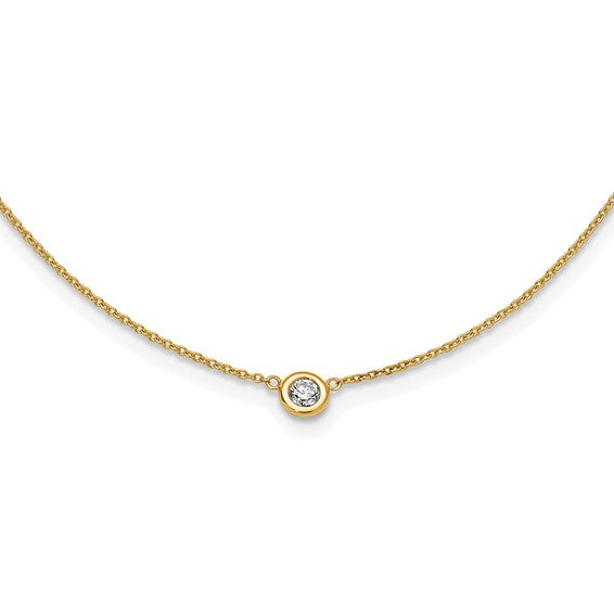 Round Brilliant Bezel Set Natural Diamond Solitaire Necklace (1/5ct)