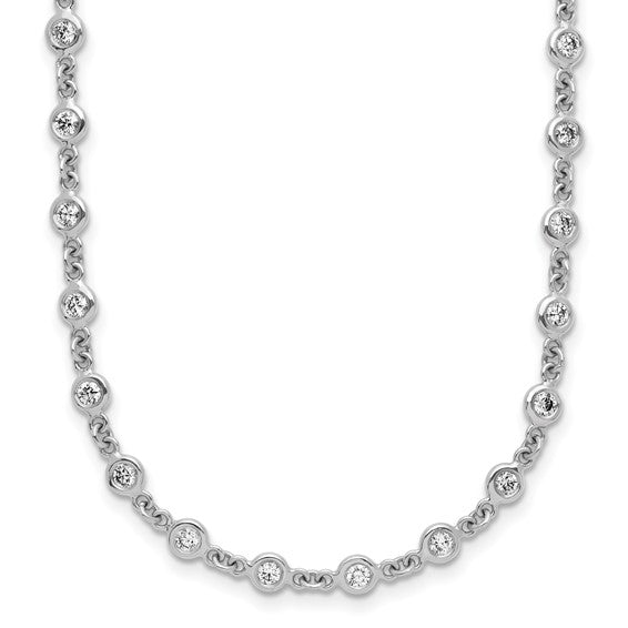Round Brilliant Natural Diamond Bezel Set Link Necklace