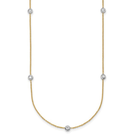 Bezel Set Natural Diamond Station Necklace