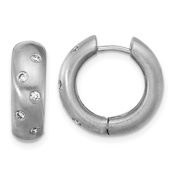 1/5ctw Flush Set Natural Diamond Huggie Earrings - Satin Finish