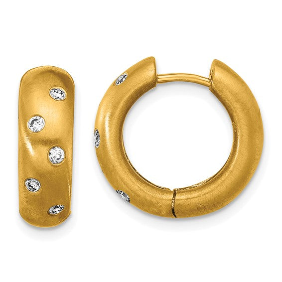 1/5ctw Flush Set Natural Diamond Huggie Earrings - Satin Finish