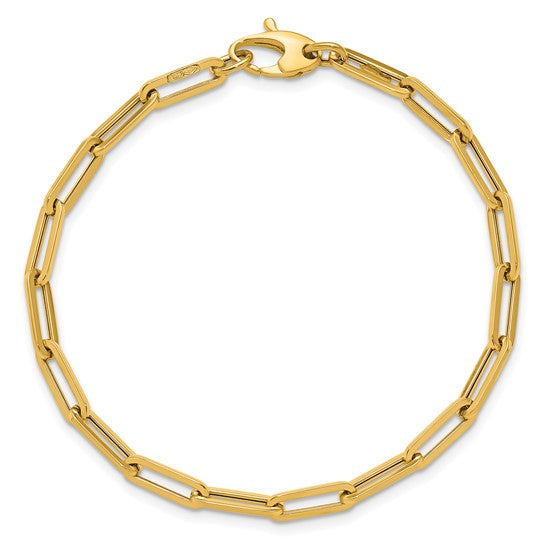 4mm Flat Paperclip Link Gold Bracelet