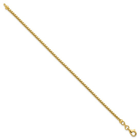 2.4mm Solid Gold Franco Chain Bracelet