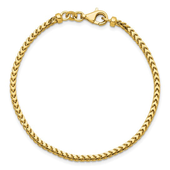 2.4mm Solid Gold Franco Chain Bracelet