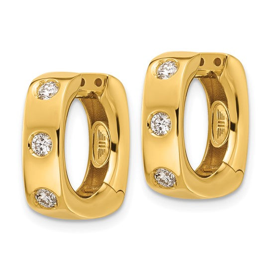 3/8ctw Flush Set Natural Diamond Huggie Earrings - Polished Finish