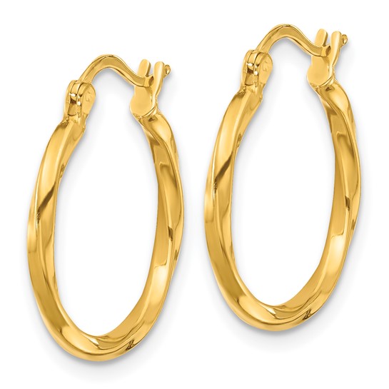 20mm Semi-Solid Twisted Hoop Earrings - 24K Yellow Gold