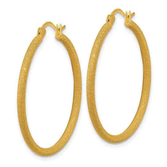 34mm Semi-Solid Gold Hoop Earrings - Laser-Cut Finish