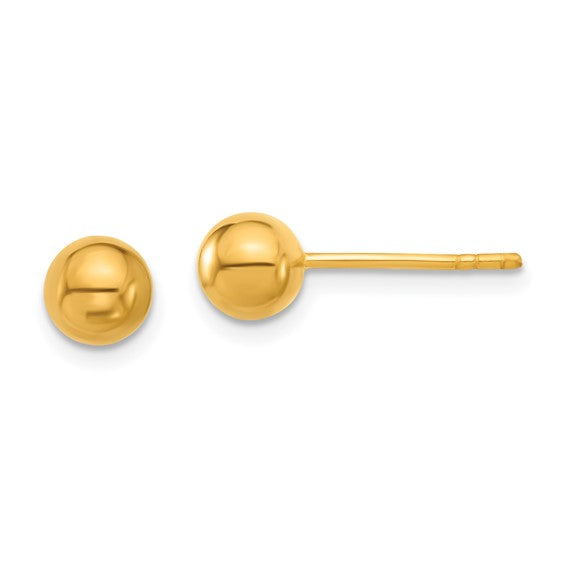 6mm Ball Post Stud Earrings - 24K Yellow Gold