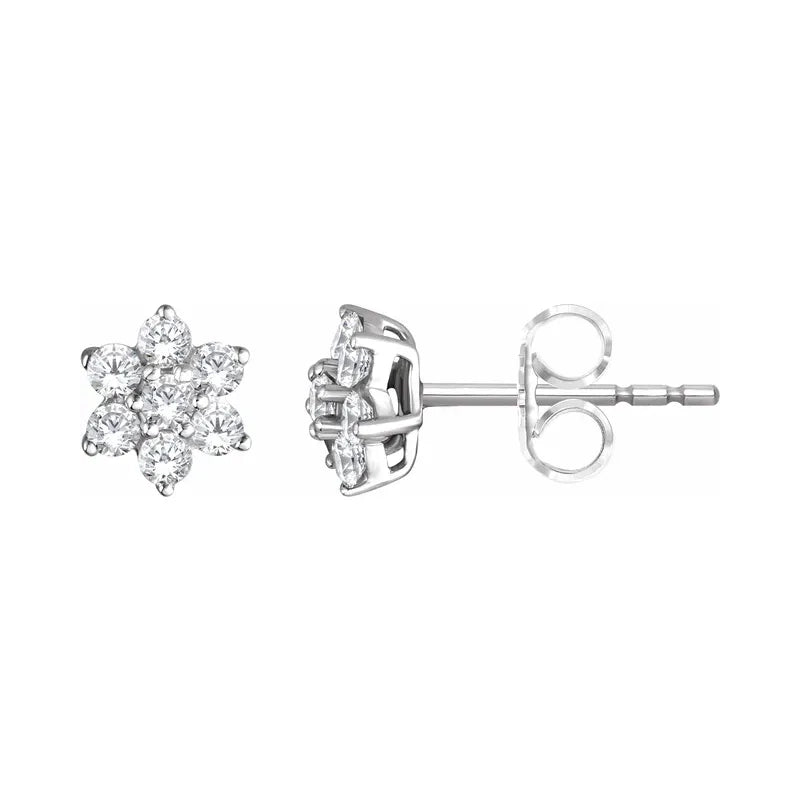 Flower Natural Diamond Cluster Earrings (3/8ctw)