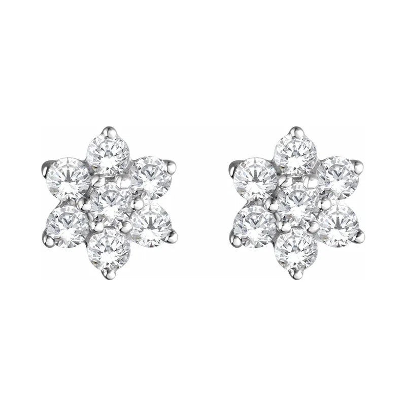 Flower Natural Diamond Cluster Earrings (3/8ctw)