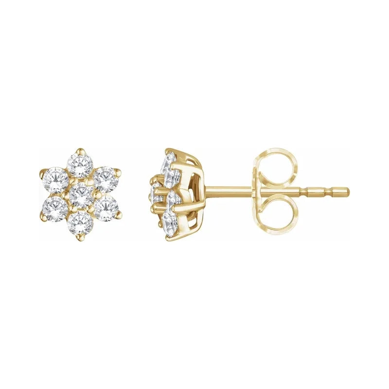 Flower Natural Diamond Cluster Earrings (3/8ctw)
