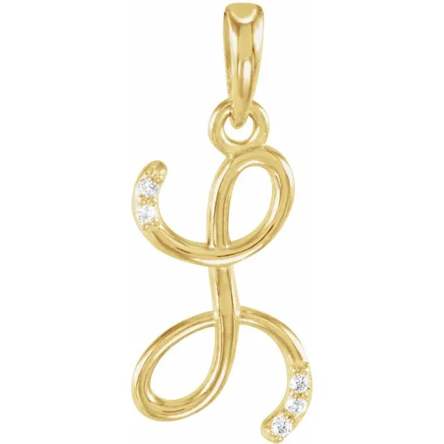 Natural Diamond Initial Pendant - 14K Yellow Gold (0.02ctw)