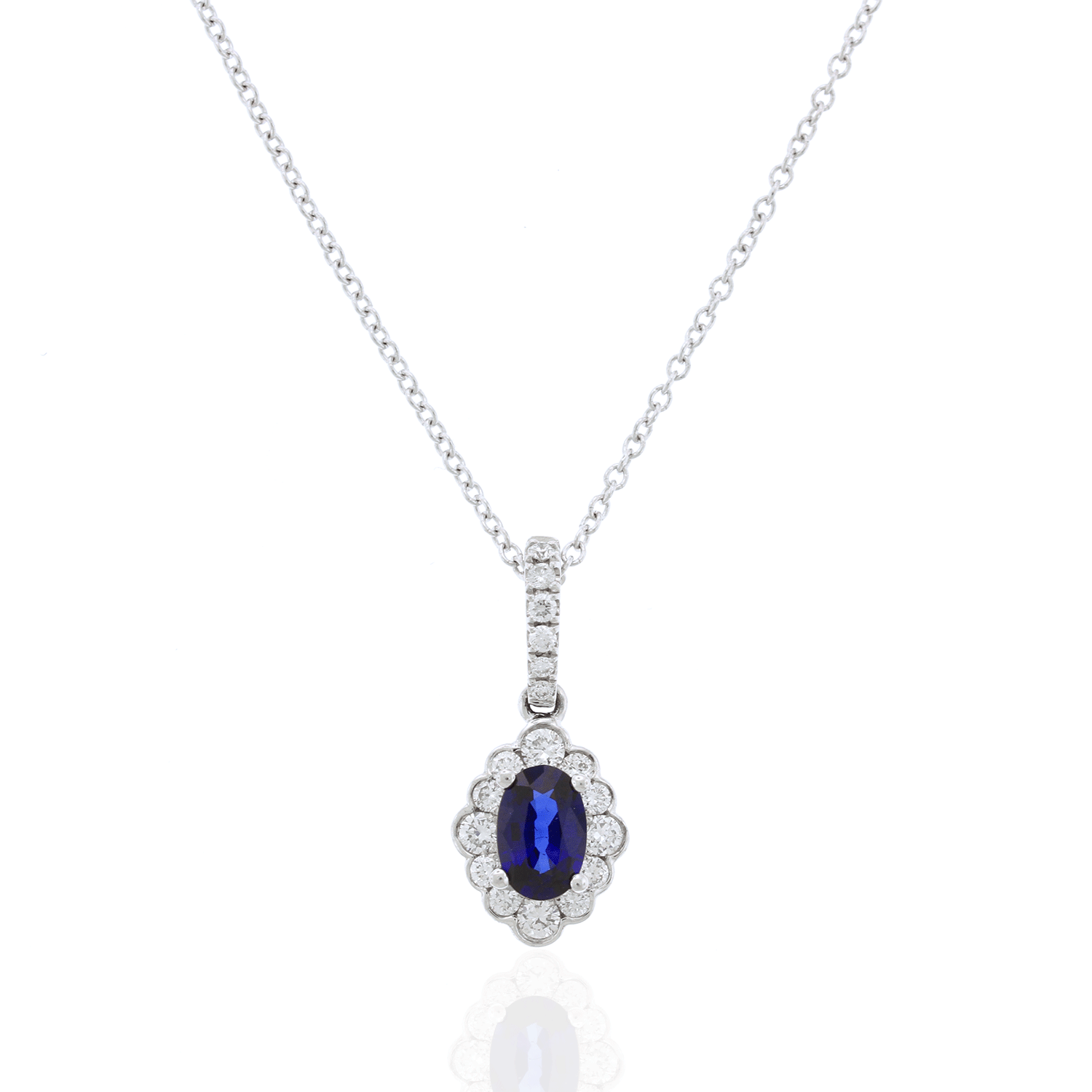 Sapphire pendant white gold discount