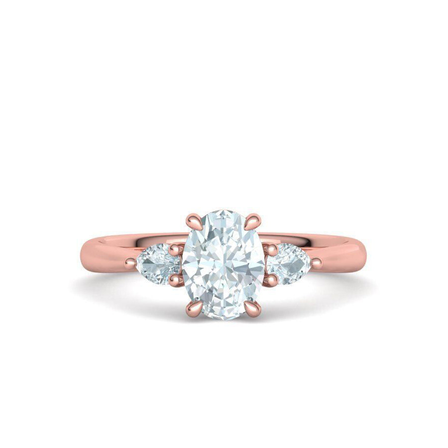 Oval & Pear Three-Stone Natural Diamond Engagement Ring Mounting (1/4ctw)
