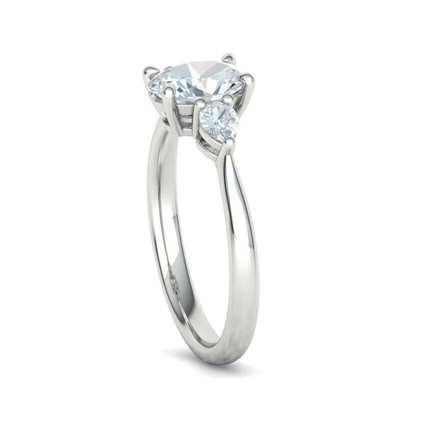 Oval & Pear Three-Stone Natural Diamond Engagement Ring Mounting (1/4ctw)