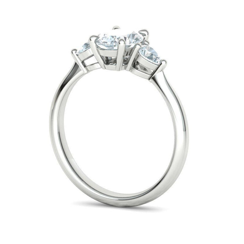 Oval & Pear Three-Stone Natural Diamond Engagement Ring Mounting (1/4ctw)