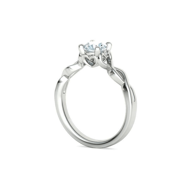 Round Brilliant Diamond Solitaire Twisted Heart Engagement Ring (0.80ct)