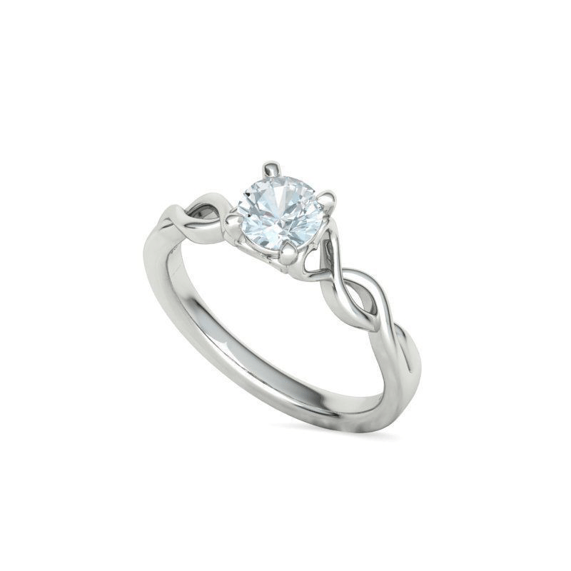 Round Brilliant Diamond Solitaire Twisted Heart Engagement Ring (0.80ct)