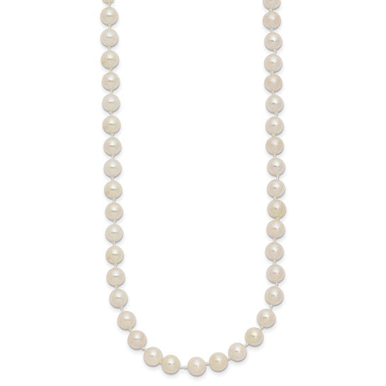 5-6mm White Saltwater Akoya Pearl Necklace - 14K Yellow Gold