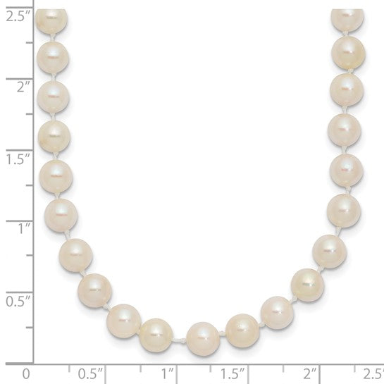 5-6mm White Saltwater Akoya Pearl Necklace - 14K Yellow Gold