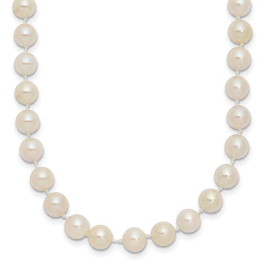5-6mm White Saltwater Akoya Pearl Necklace - 14K Yellow Gold