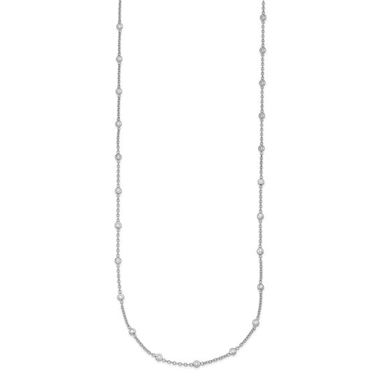 Bezel Set Natural Diamond Station Necklace - Platinum