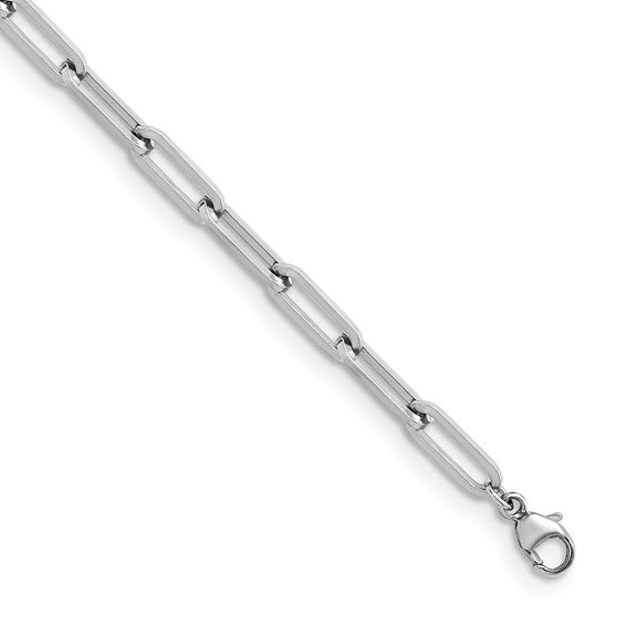 3.7mm Paperclip Solid Link Chain Necklace - Platinum